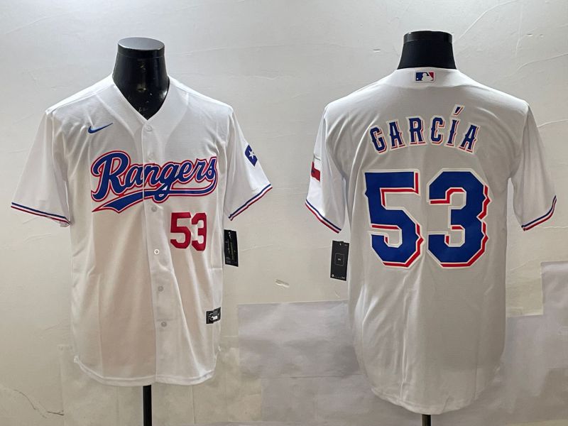 Men Texas Rangers #53 Garcia White Game 2025 Nike MLB Jersey style 2->texas rangers->MLB Jersey